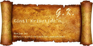 Gintl Krisztián névjegykártya