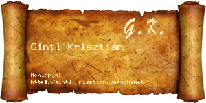 Gintl Krisztián névjegykártya